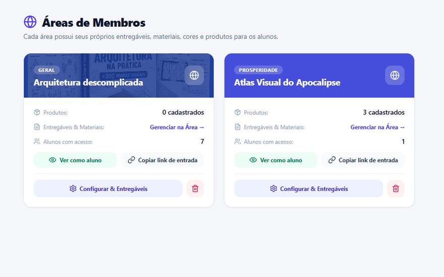 Mais de um produto, uma conta só na Área de Membros