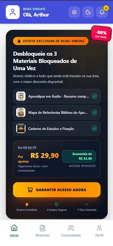 Oferta de upsell dentro da Área de Membros